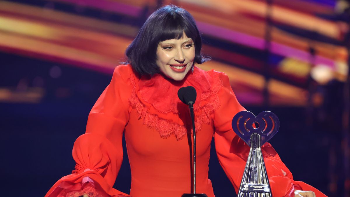 LOS ANGELES, CALIFORNIA - MARCH 17: (FOR EDITORIAL USE ONLY)  Lady Gaga accepts the Innovator Award onstage at the 2025 iHeartRadio Music Awards at Dolby Theatre in Los Angeles, California on March 17, 2025. Broadcasted live on FOX. (Photo by Kevin Winter/Getty Images for iHeartRadio)