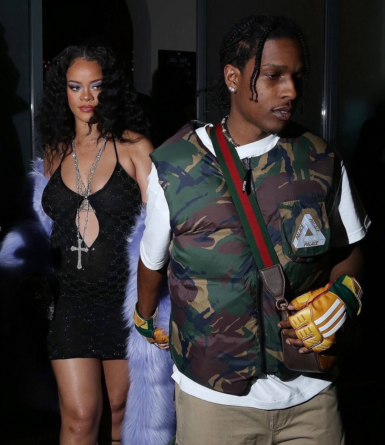 Rihanna i ASAP Rocky na afterparty po pokazie Gucci podczas Tygodnia Mody w Mediolanie