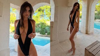 Odziana w śmiały strój kąpielowy Emily Ratajkowski łapie promienie słońca nad Adriatykiem. Imponująca sylwetka?