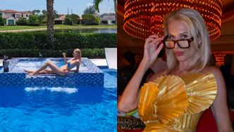 Aneta Glam usadowiona na brzegu basenu eksponuje zgrabne ciało w skąpym odzieniu. Taka to pożyje?