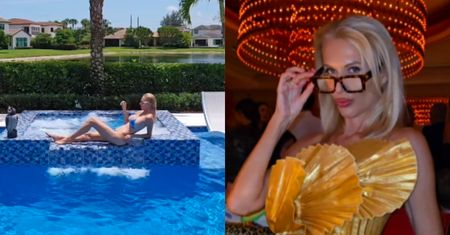 Aneta Glam usadowiona na brzegu basenu eksponuje zgrabne ciało w skąpym odzieniu. Taka to pożyje?