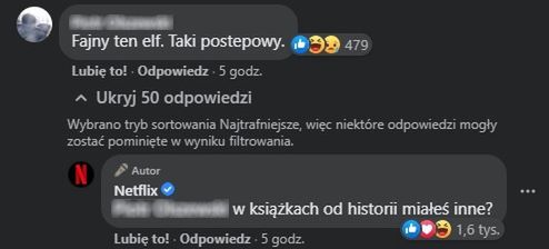 Komentarze pod wpisem Netfliksa