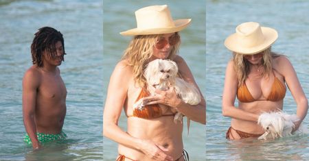 53-letnia Heidi Klum pluska się z pieskiem i synem w Morzu Karaibskim. Żyć nie umierać? (ZDJĘCIA)