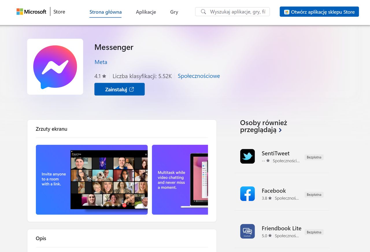 Messenger w Microsoft Store