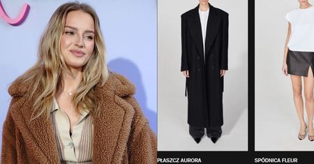 Karolina Pisarek prezentuje autorską markę odzieżową i mówi o przystępnych cenach: spódnica za 1500 zł, kurtka za 5500 zł