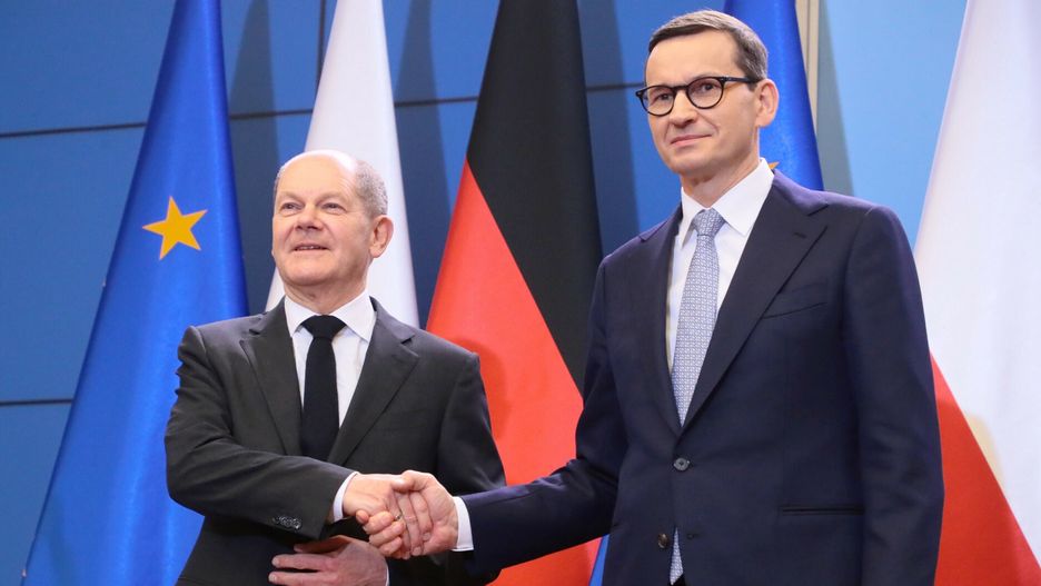 Kanclerz Niemiec Olaf Scholz w WarszawieFot. Piotr Molecki/East News, Warszawa, 12.12.2021. Wizyta kanclerza RFN Olafa Scholza w Warszawie. Spotkanie z premierem RP Mateuszem Morawieckim.Piotr Molecki