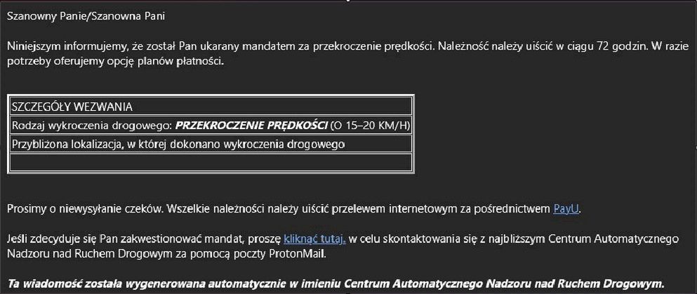 Fałszywy mail może wyłudzić pieniądze lub dane osobowe