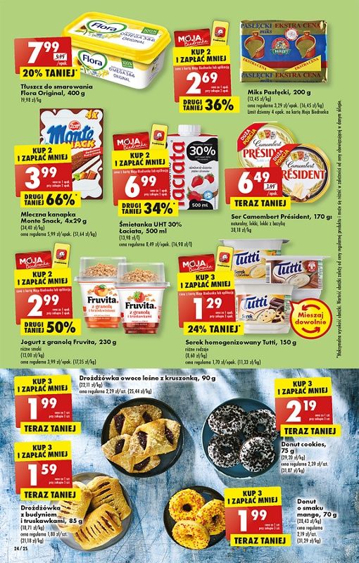 Oferta Biedronka od 5.12: serek homogenizowany, jogurt z granolą, ser camembert, mleczna kanapka, drożdżówka, donut