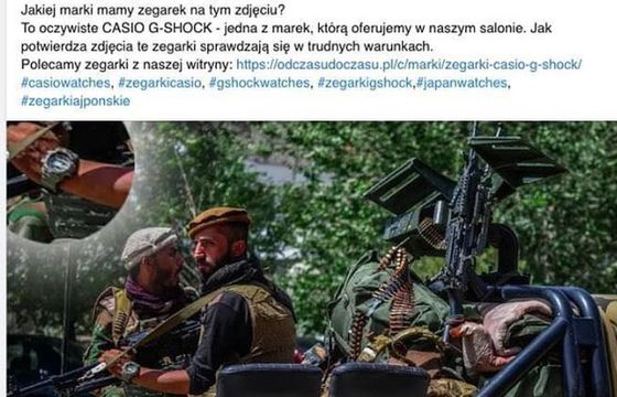 Zegarki Casio promowano zdjęciem z Afganistanu. G-Shock Polska: „Nie mamy z tą narracją nic wspólnego”