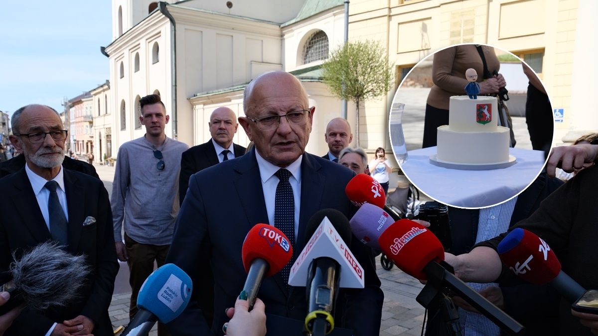 Prezydent Lublina Krzysztof Żuk rozdawał mieszkańcom tort
