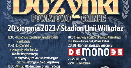 Dożynki w Wilkołazie 2023. Wystąpią: Demono, Don Vasyl Junior