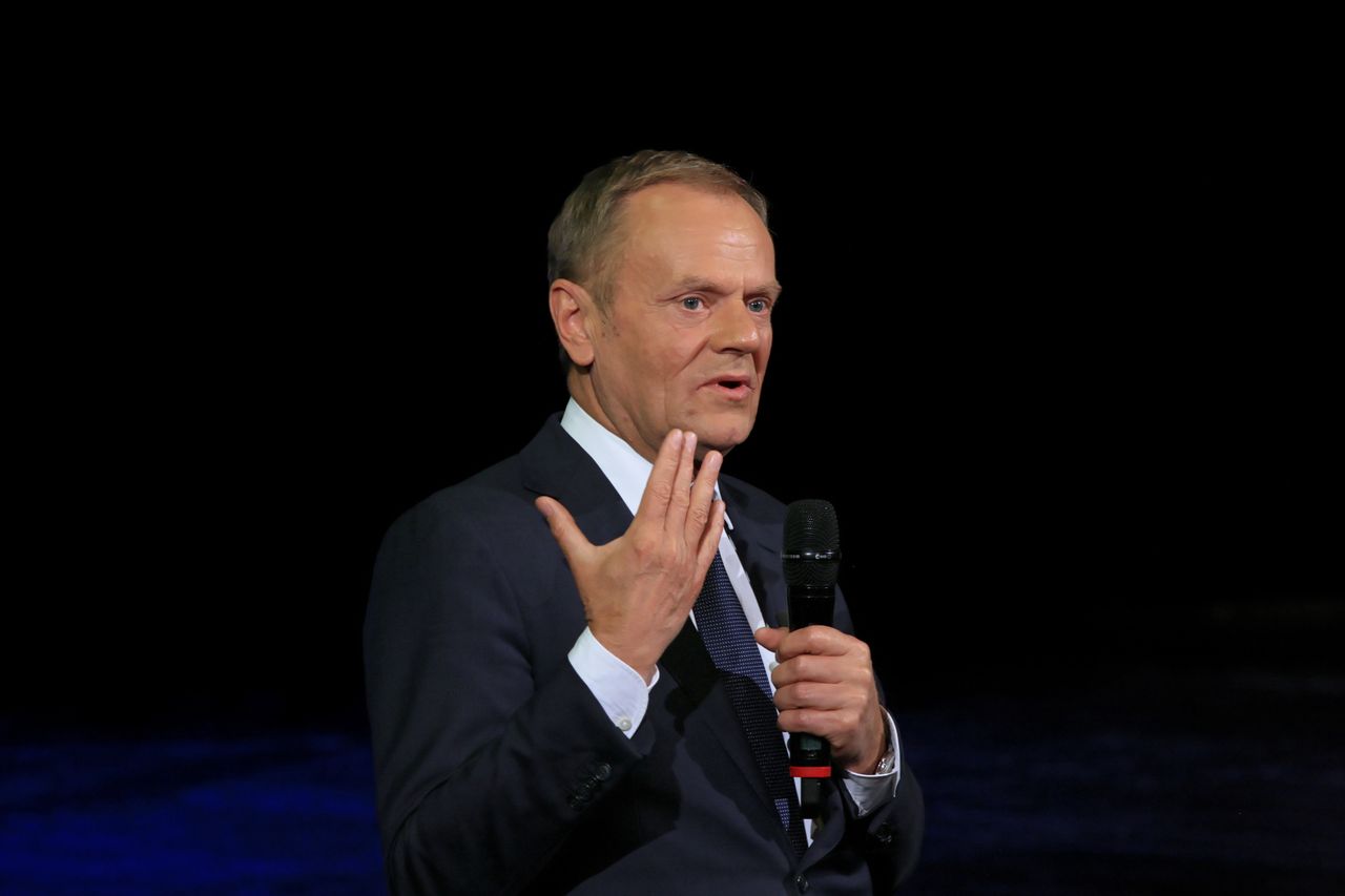 Gorzów Wielkopolski. Przewodniczący Platformy Obywatelskiej Donald Tusk podczas spotkania