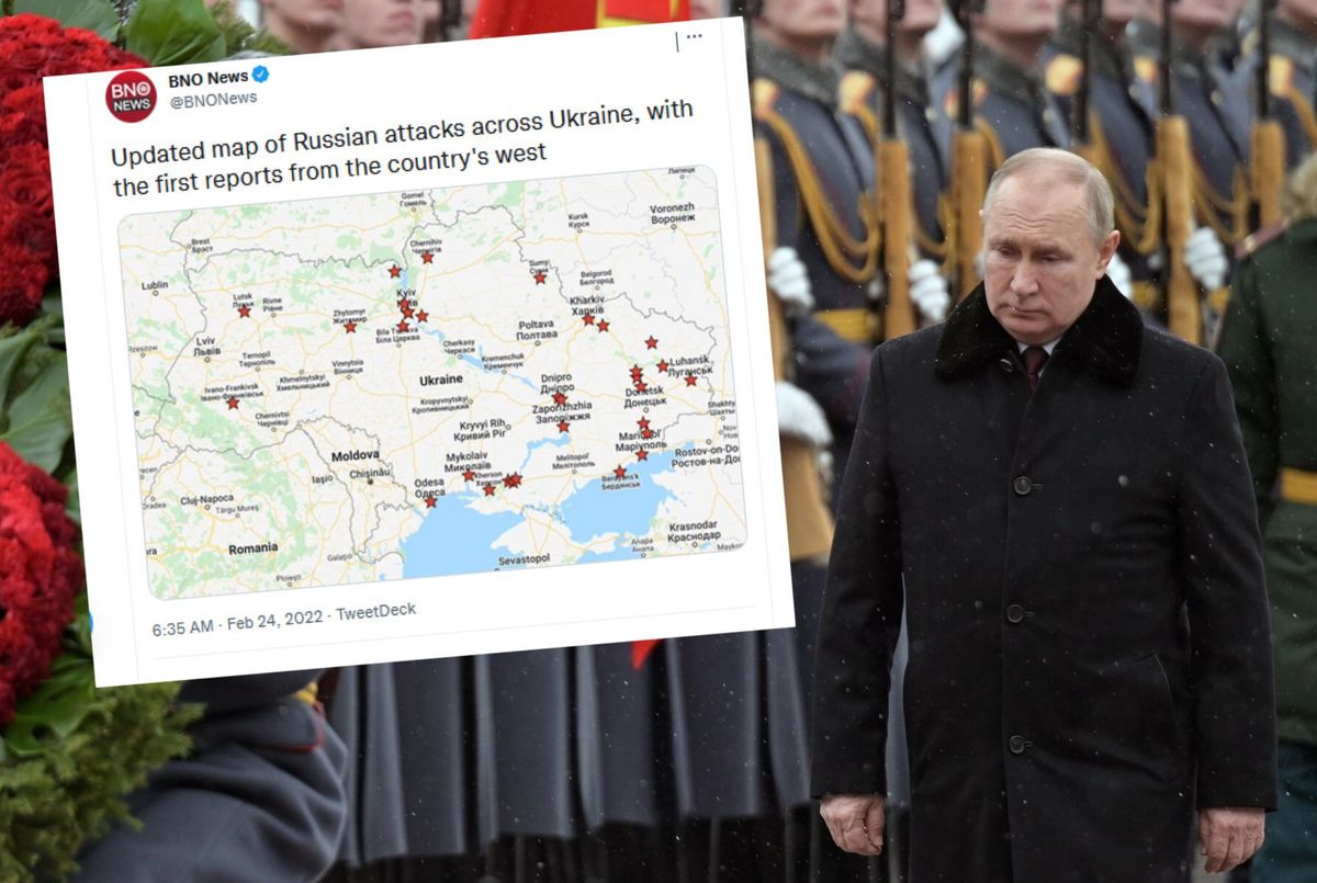 Inwazja Rosji na Ukrainę - mapa ataków 