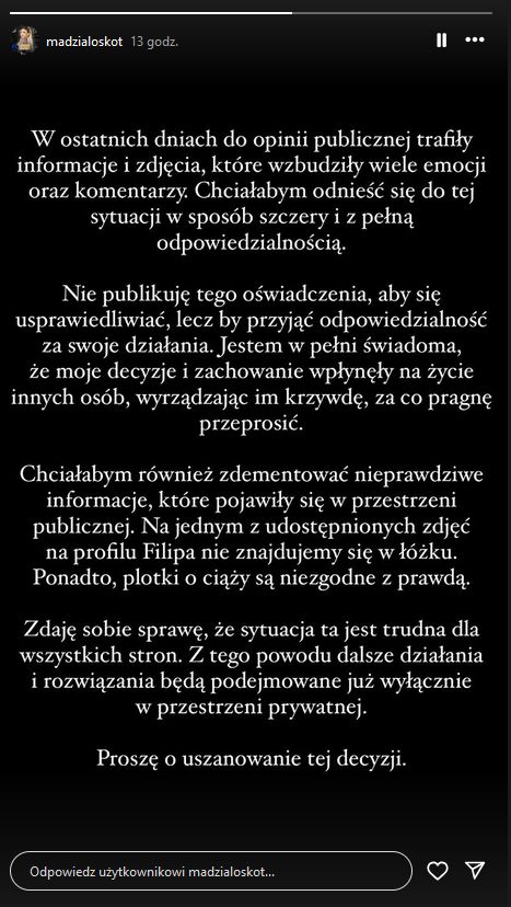 Magdalena Loskot przerwała milczenie