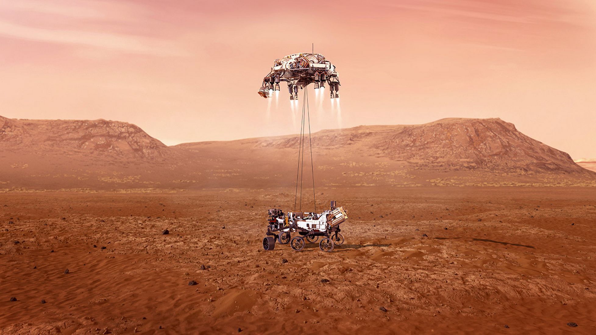 MARS 2020 - lądowanie (wizualizacja)