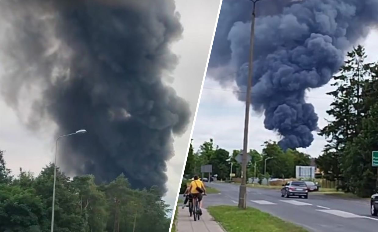 Eksplozje i pożar pod Łodzią. Strażacy walczyli z ogniem kilka godzin