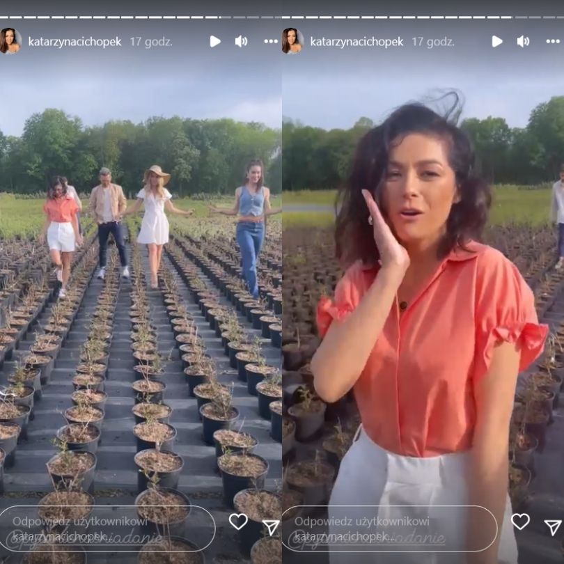 Katarzyna Cichopek kręci spot "Pytania na śniadanie" w centrum ogrodniczym