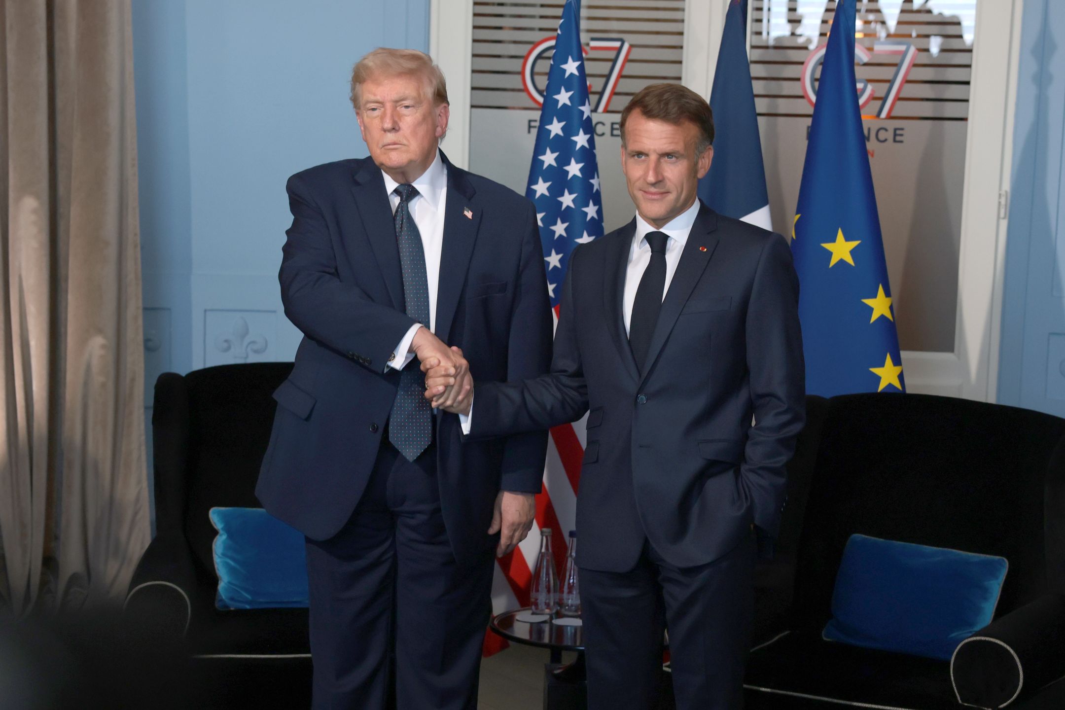Donald Trump, Emmanuel Macron i Brigitte Macron 