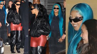 Kim Kardashian w gigantycznych kozakach i niebieskowłosa North West z blond brwiami szturmują Malibu (ZDJĘCIA)