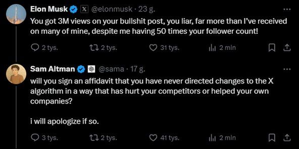 Rozmowa między Samem Altmanem a Elonem Muskiem