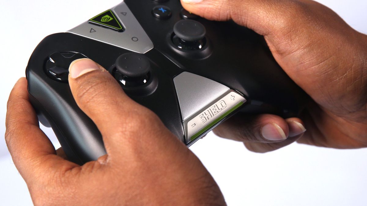 Sridhar Ramaswamy, director of technical marketing for the Nvidia Shield, uses the included controller to navigate through the menus on the video streaming device in San Francisco, Calif. on Thursday, May 14, 2015. The Shield runs on the Android TV operating system and is capable of streaming 4K Ultra high definition video content as well as a number of games. NOTE: STORY AND PHOTOS ARE EMBARGOED UNTIL 12:00 PM ON THURSDAY, MAY 28, 2015. (Photo By Paul Chinn/The San Francisco Chronicle via Getty Images)