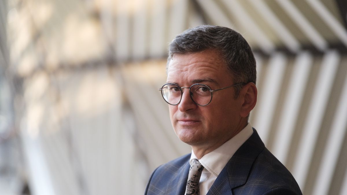 BRUSSELS, BELGIUM - AUGUST 29: Ukrainian Minister of Foreign Affairs Dmytro Ivanovych Kuleba talks to media prior to the start of an Informal meeting of Ministers of Foreign Affairs in the Europa Building on August 29; 2024 in Brussels, Belgium. Due to the Hungarian Prime Minister's controversial trips to Moscow and Beijing, the 'Gymnish' is being held in Brussels and not in Budapest as a "symbolic signal" to the Hungarian Presidency of the EU. These trips, as well as declarations clearly contrary to the common line displayed by the EU since the start of the war in Ukraine, disrupted the start of the 6 months of Hungarian presidency. (Photo by Thierry Monasse/Getty Images)