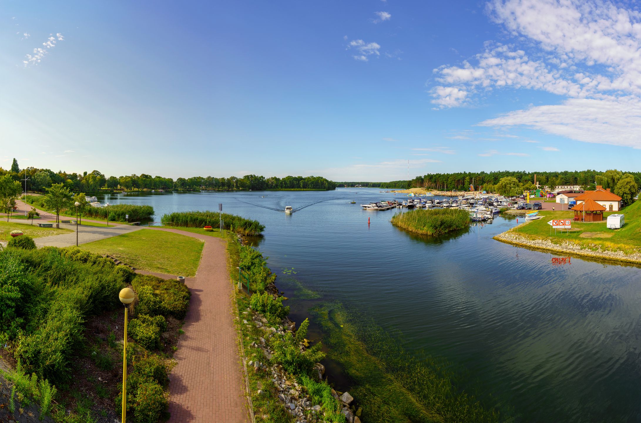 port, krajobraz, wielkopolska, woda, jezioro, plaża, rzeka, niebo, park, scena, jezior, lato, charakter