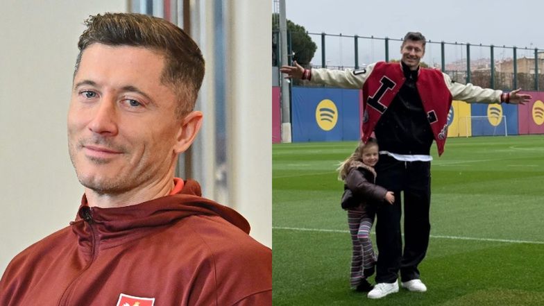 Robert Lewandowski pozuje z córką