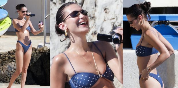 Bella Hadid W BIKINI spędza beztrosko czas nad basenem pięciogwiazdkowego hotelu we Francji (ZDJĘCIA)