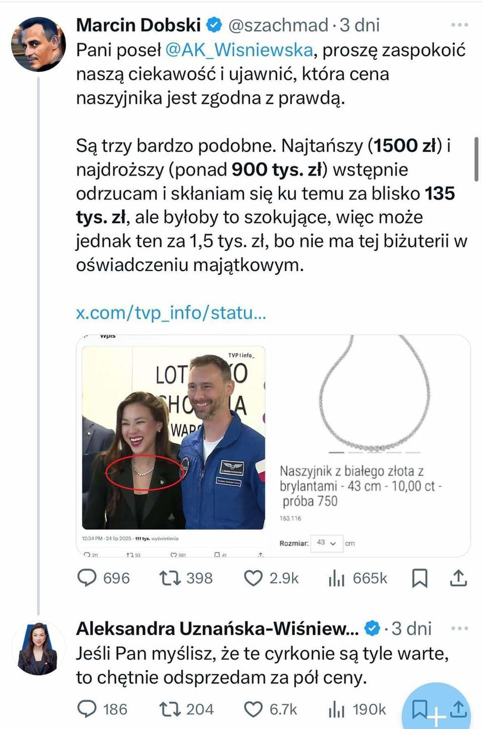 Uznańska-Wiśniewska tłumaczy się z "diamentowego" naszyjnika