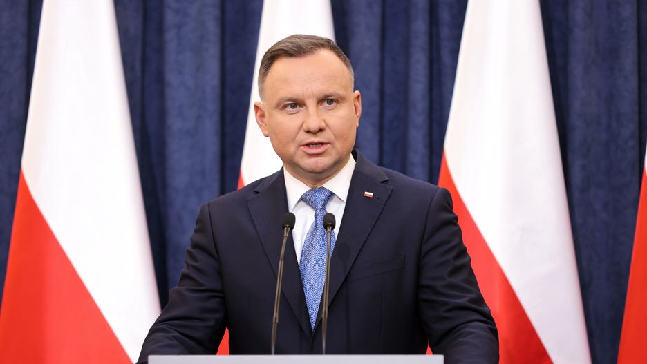 Warszawa, 28.01.2022. Prezydent RP Andrzej Duda po posiedzeniu Rady Bezpieczeństwa Narodowego, 28 bm. w Pałacu Prezydenckim w Warszawie. Zwołane przez prezydenta posiedzenie dot. sytuacji bezpieczeństwa w regionie. (mr) PAP/Leszek Szymański