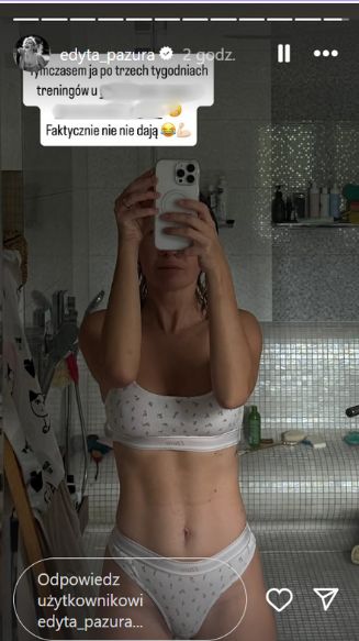 Edyta Pazura wygina się przed lustrem