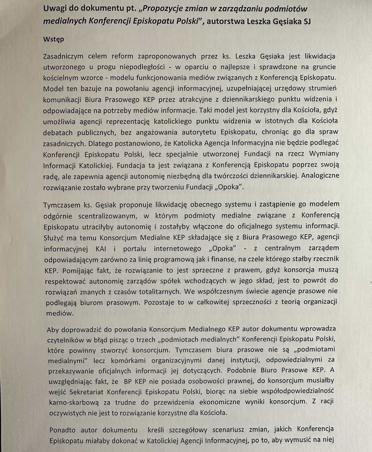 Uwagi zarządu KAI
