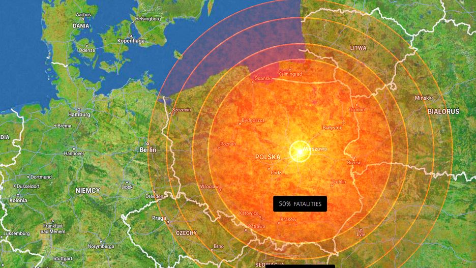 Fala ognia po uderzeniu asteroidy w Warszawę