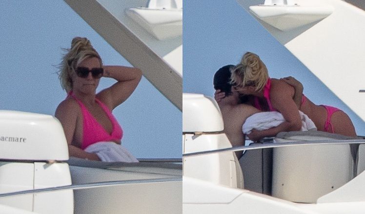Britney Spears w różowym bikini nie szczędzi mężowi czułości
