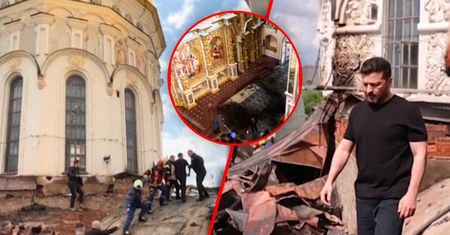 Zełenski pod symbolem Kijowa. Tak wygląda świątynia po atakach Rosjan
