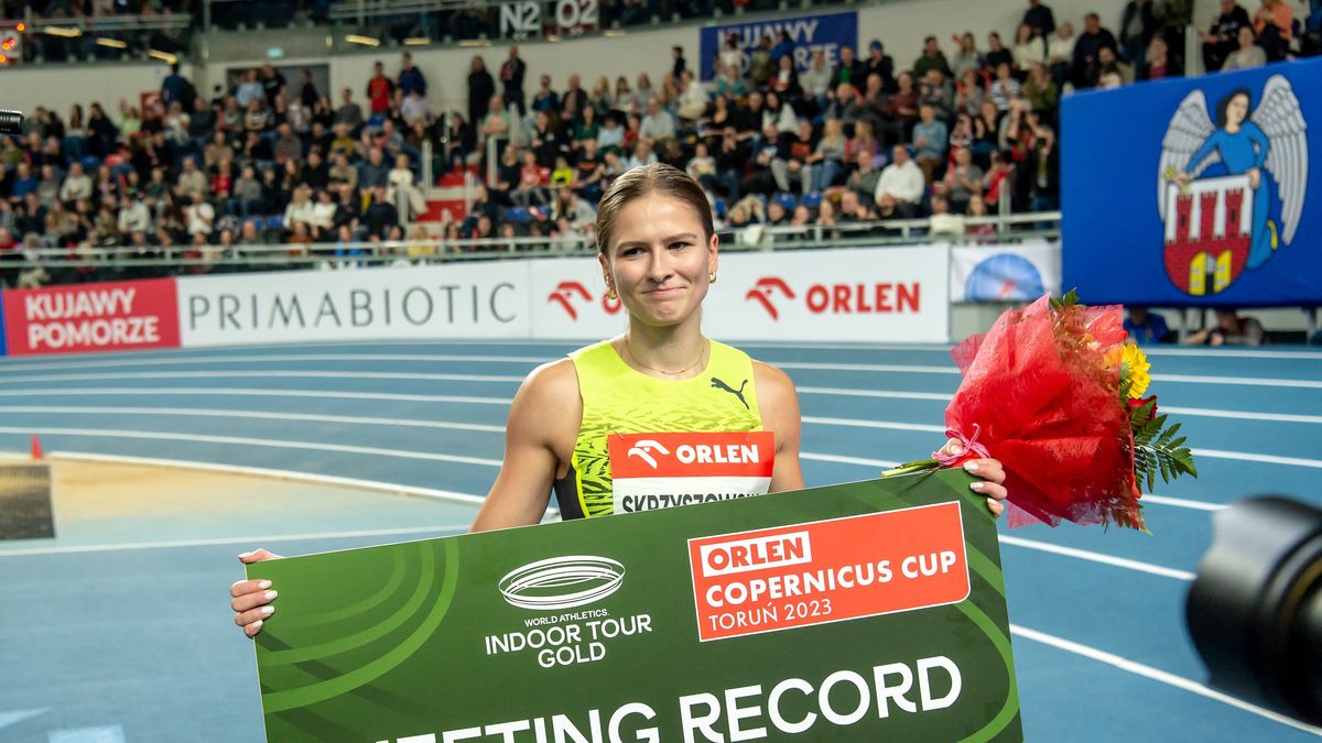 Toruń, 08.02.2023. Polka Pia Skrzyszowska wygrała bieg na 60m przez płotki podczas halowego mityngu lekkoatletycznego World Athletics Indoor Copernicus Cup w Toruniu, 8 bm. (mk) PAP/Tytus Żmijewski
