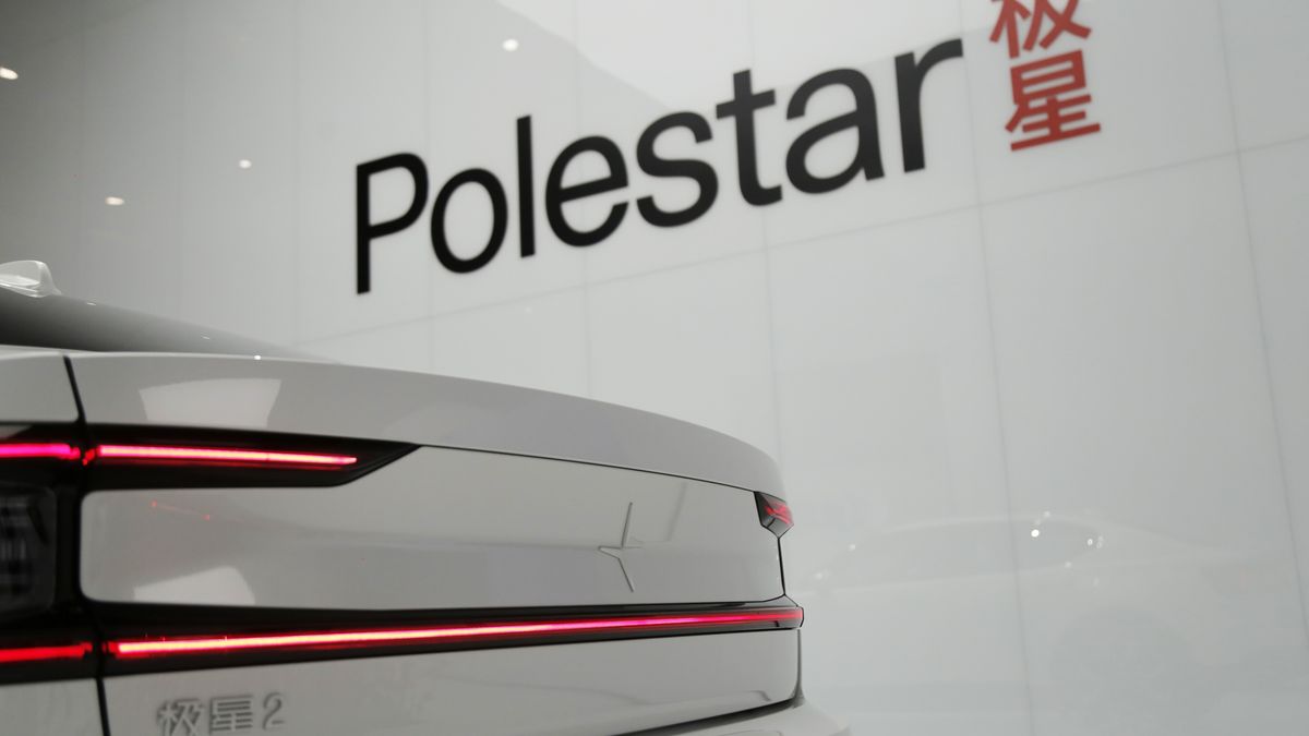 SHANGHAI, CHINA - APRIL 19: A A Polestar 2 electric sedan is on display during the 20th Shanghai International Automobile Industry Exhibition at the National Exhibition and Convention Center (Shanghai) on April 19, 2023 in Shanghai, China. (Photo by VCG/VCG via Getty Images)