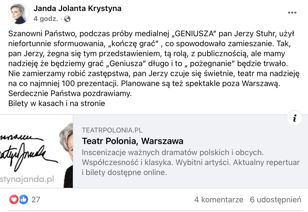 Wpis Krystyny Jandy 