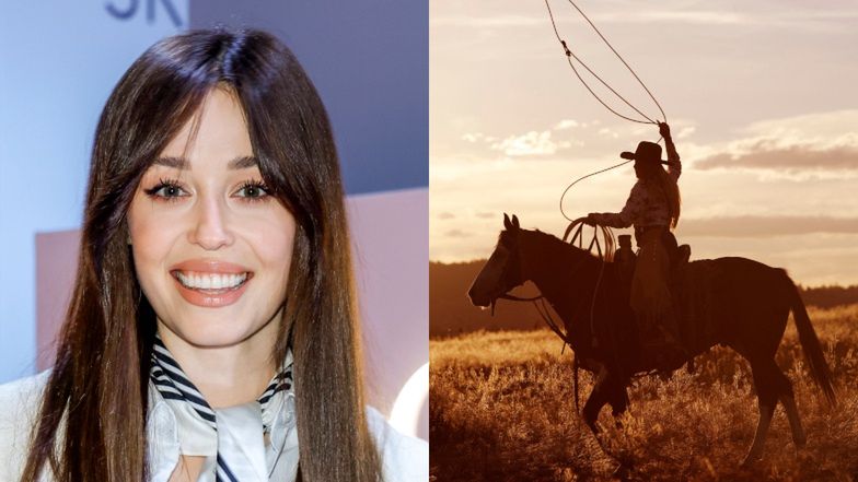 Izabella Krzan w kowbojkach na ściance