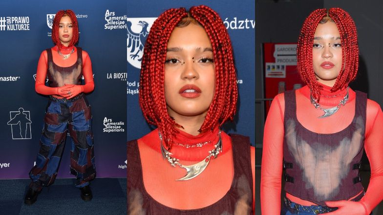 Fryderyki 2023. Odmieniona Sara James pozuje w OGNISTYCH warkoczykach i czerwonych rękawiczkach (FOTO)