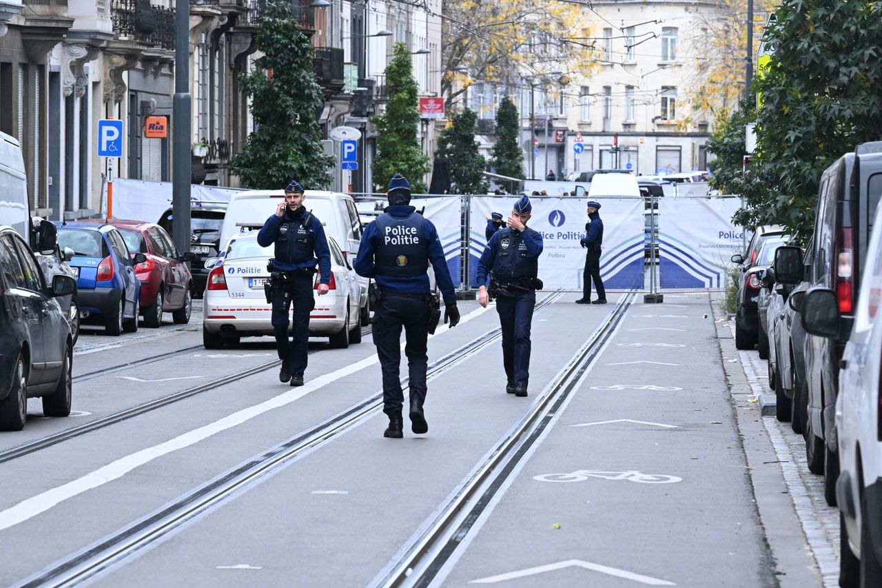 BRUSSELS, BELGIUM - OCTOBER 17: Police take security measures as they shoot and capture the suspect who opened fire randomly in the city center, 5 kilometers away from the King Baudouin Stadium where the Euro 2024 qualifying football match between Belgium and Sweden took place, killing 2 Swedish people, in Brussels, Belgium on October 17, 2023. (Photo by Dursun Aydemir/Anadolu via Getty Images)