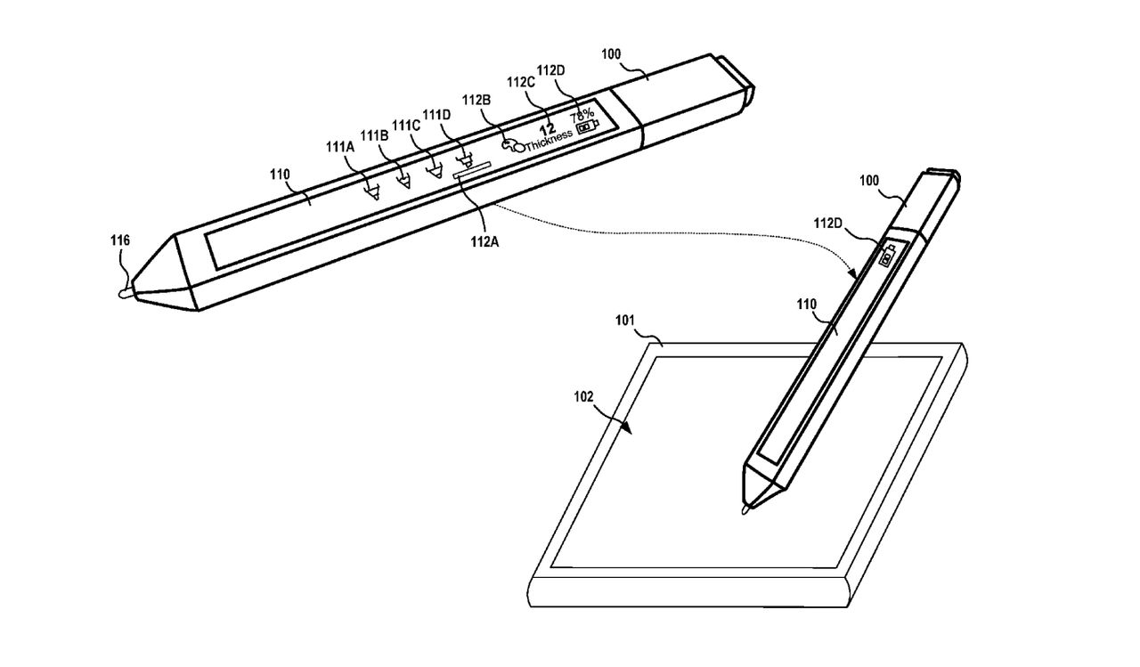Szkic rzekomego Surface Pena z wyświetlaczem, źródło: FPO.