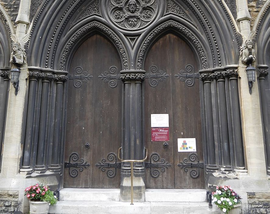 Entrance to the Anglican Church of St. Matthew in Bayswater, London.