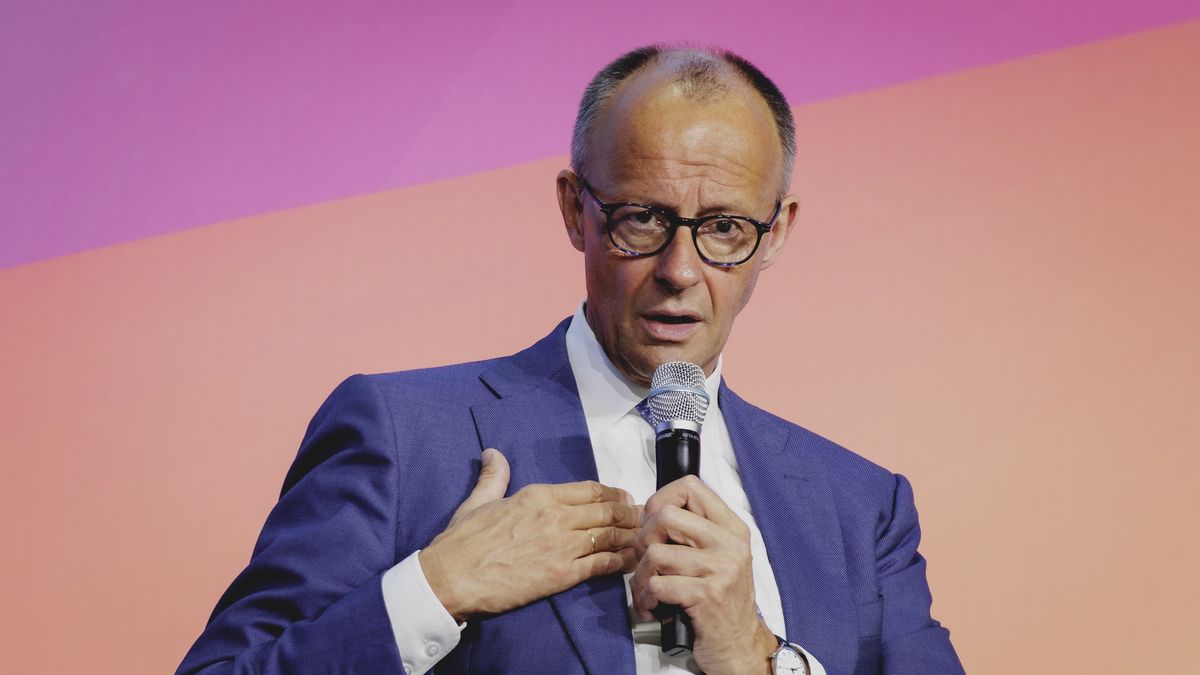 BAD SAAROW, GERMANY - JUNE 2: Friedrich Merz (CDU), Federal Chancellor, photographed at the East German Economic Forum in Bad Saarow, on June 2, 2026 in Bad Saarow, Germany. (Photo by Florian Gaertner/Photothek via Getty Images)