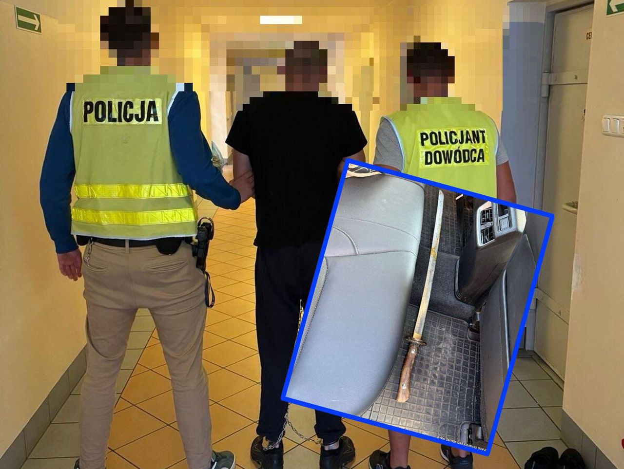 Pieńsk: Podpalił samochód, apotem zaatakował policjantów mieczem samurajskim
