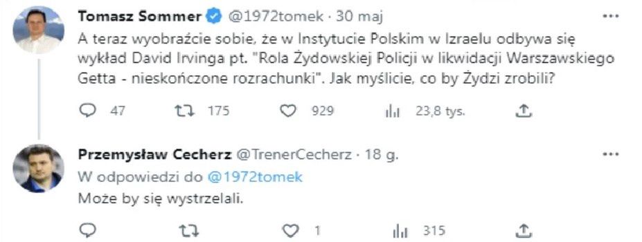 Skandaliczny wpis Przemysława Cecherza