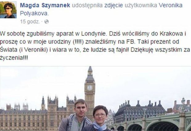 Zgubiony w Londynie aparat odnalazł się po powrocie do Krakowa 2
