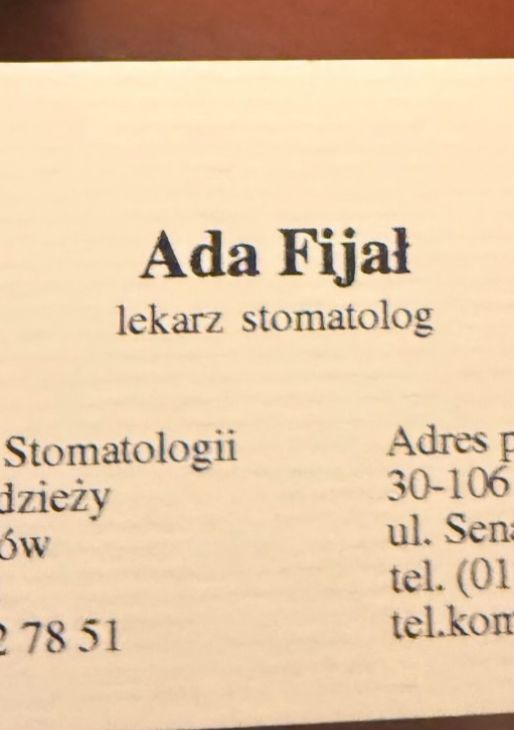 Ada Fijał pochwaliła się wizytówką stomatologa 