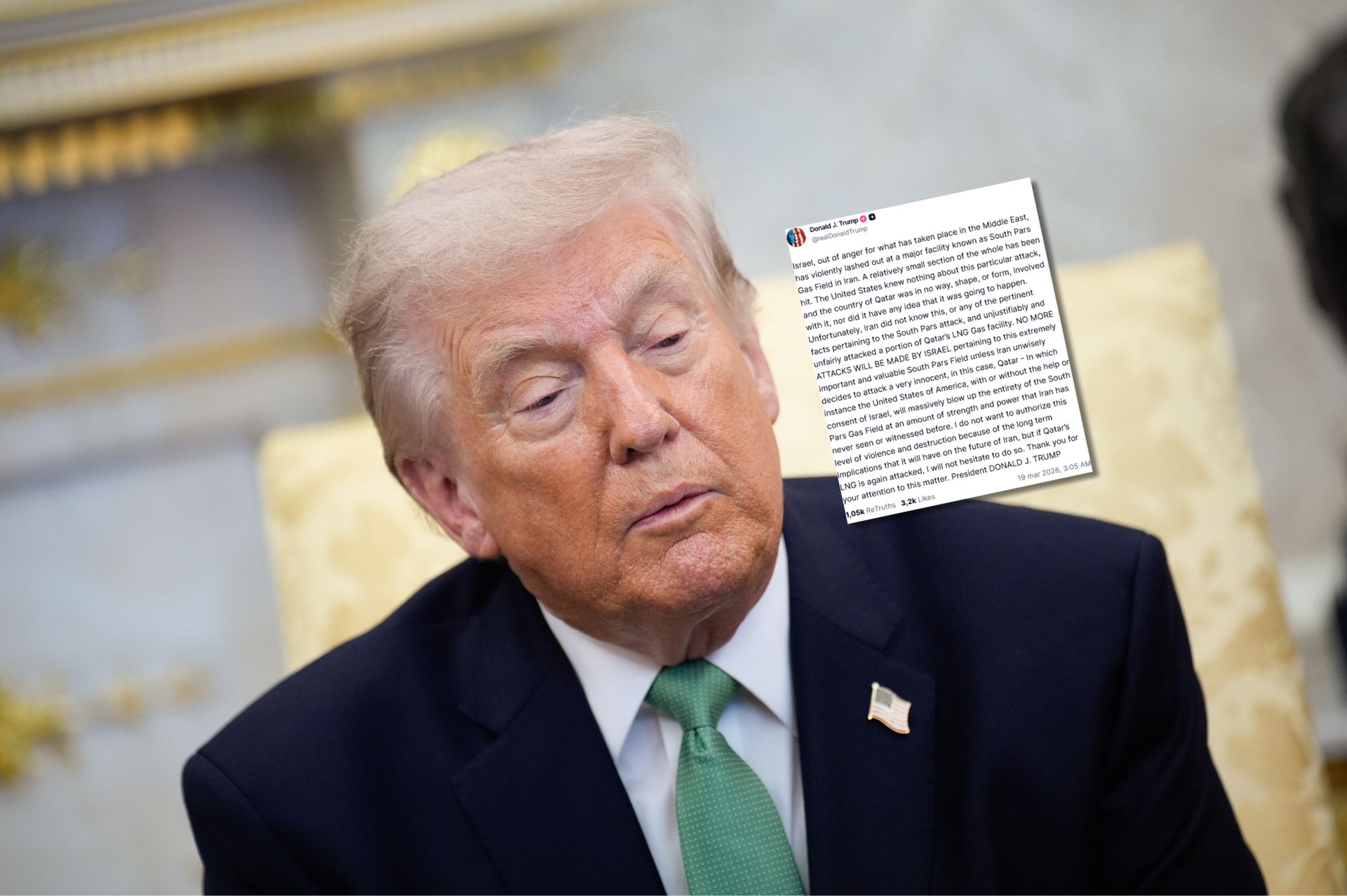 Trump tłumaczy się po ataku Izraela. "USA nie miały żadnej wiedzy"